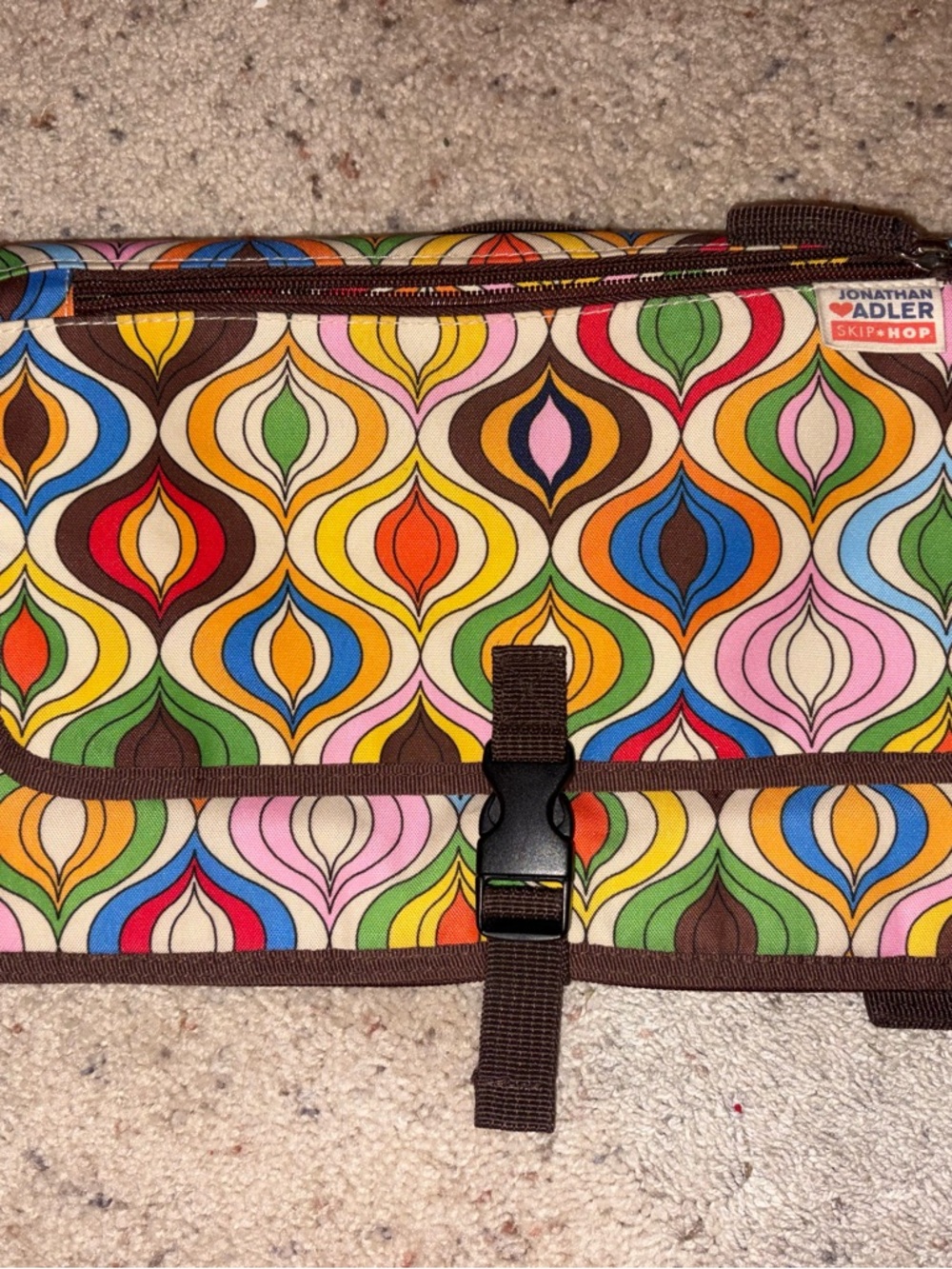 Jonathan Adler Kids Bath Changing Pad Organizer in Multicolor Retro Pattern